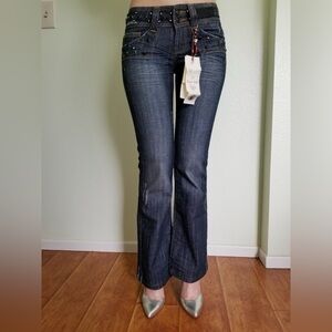 Viggos Gold Bedazzled Belt Women's Dark Blue Jeans